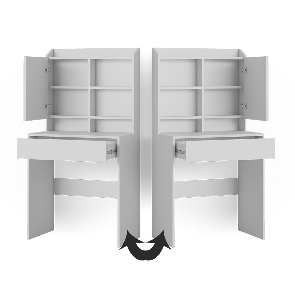 Vicco Schminktisch Frisiertisch Frisierkommode Laura Weiß 70x136 cm Spiegelschrank modern Schlafzimmer Kommode Schminkspiegel Schrank Schublade Kosmetiktisch Make-Up-Tisch