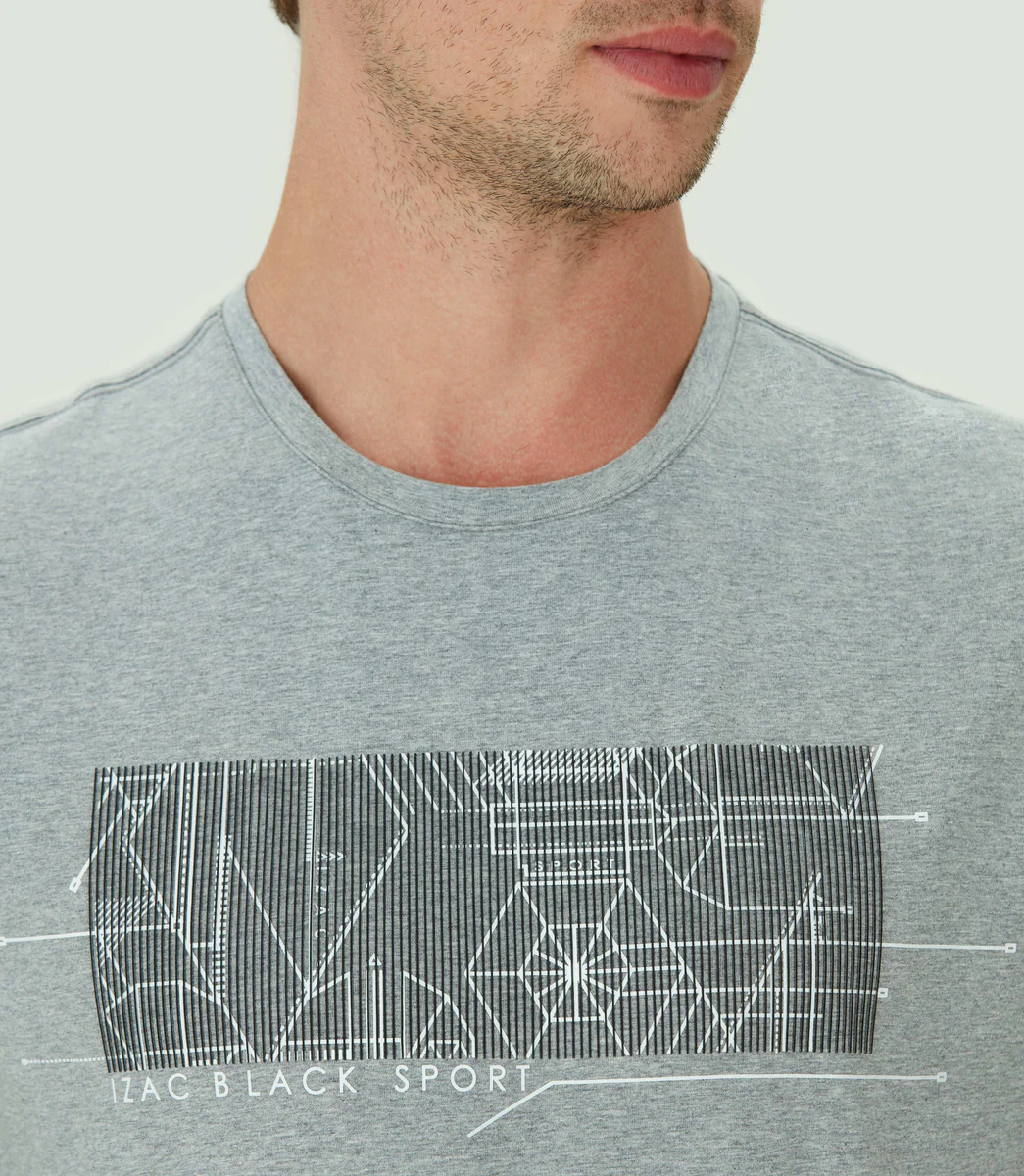 T-shirt imprimé gris chiné 
