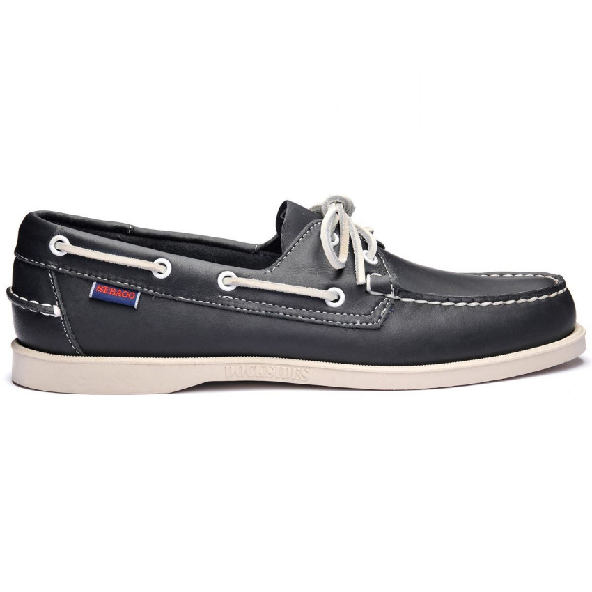 DOCKSIDES CUIR Blue Navy-Chaussures bateau pour homme en cuir marine Portland