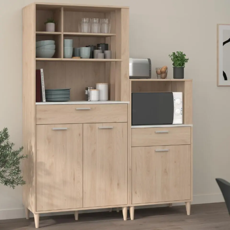 Buffetkast Galatee met 2 deuren & 1 lade - eikdecor/wit