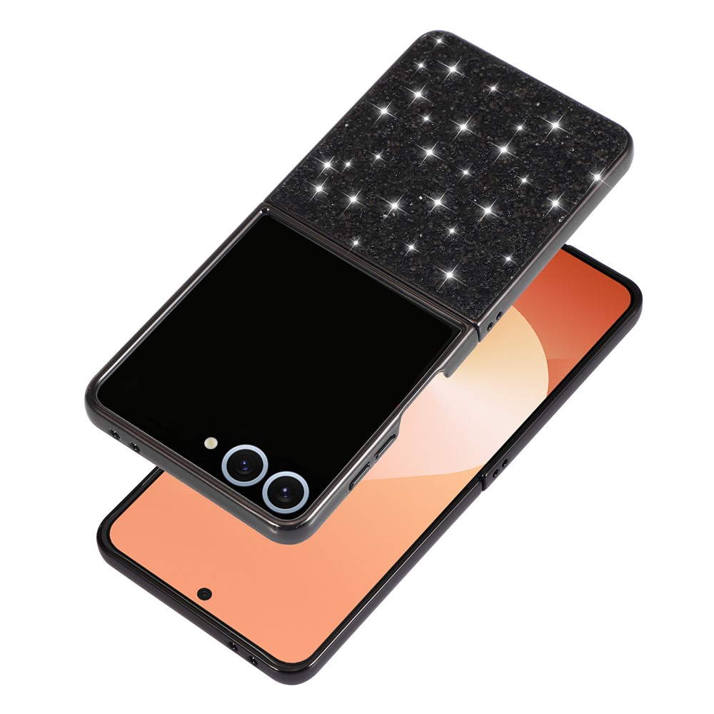 Samsung Galaxy Z Flip7 Hybrid Hardcase Schutzhülle im Glitzer Design - Schwarz
