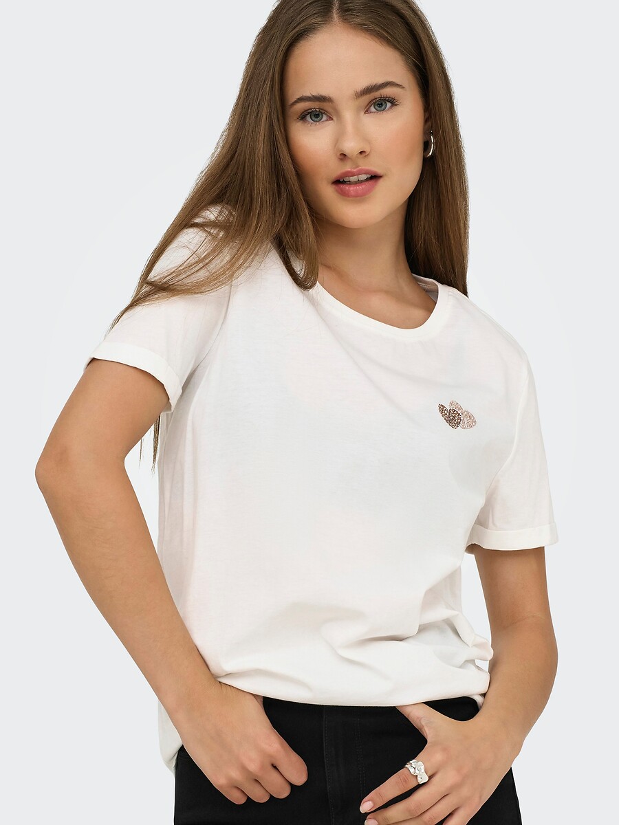 SOMENTE<br>Camiseta com gola redonda e mangas curtas