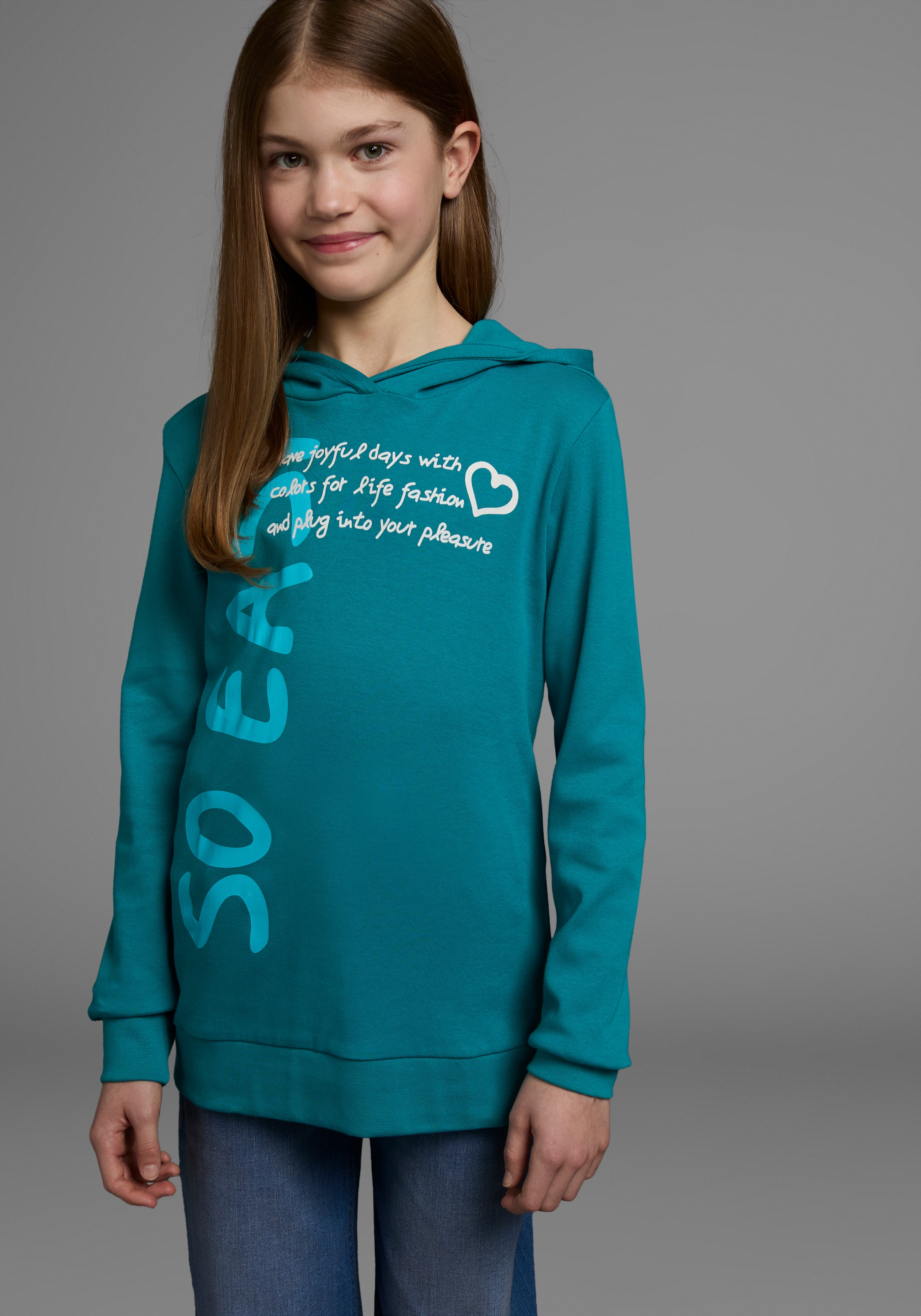 KIDSWORLD Kapuzenshirt »SO EASY - Print« Langarm,  Basic-Passform,  mit modischen Drucken