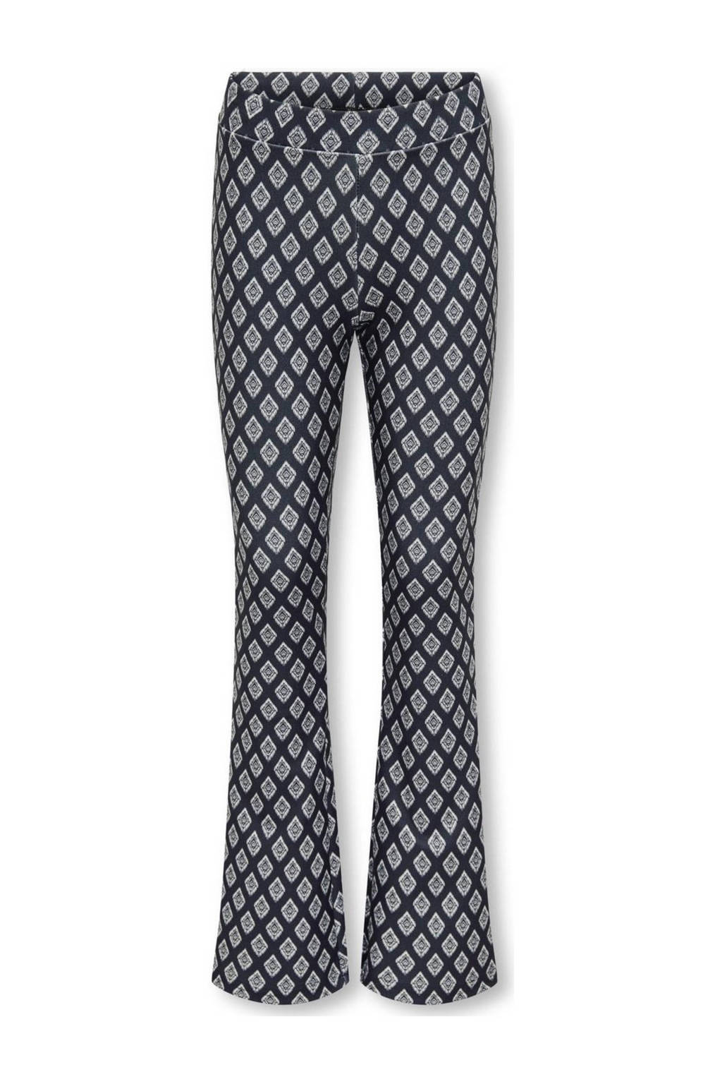 ONLY flared broek KOGESRA met all over print zwart/wit