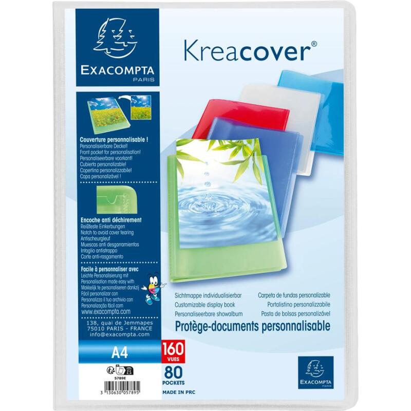 Protège-documents polypropylène semi-rigide KreaCover® Chromaline 80 pochettes - 160 vues - A4