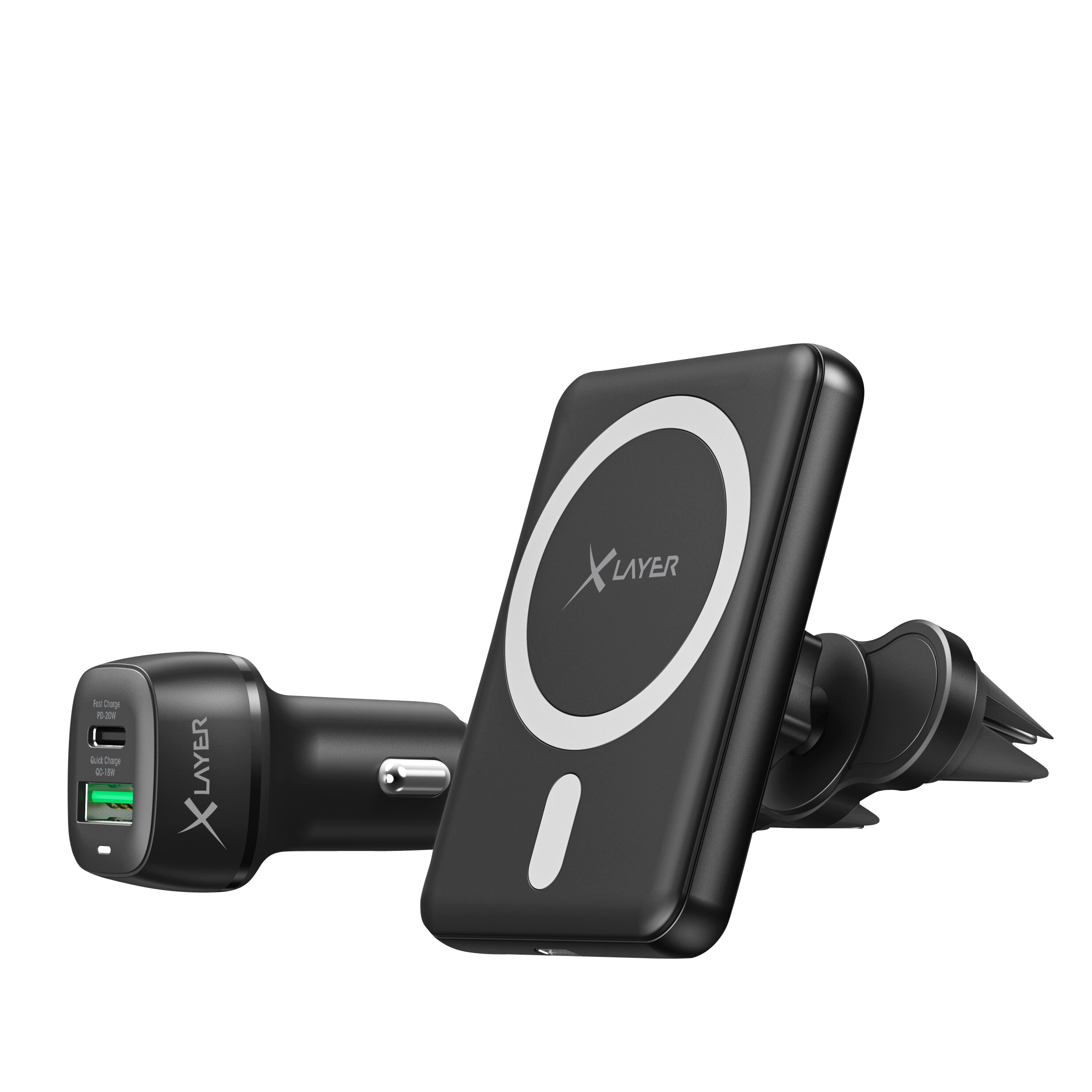 Xlayer WIRELESS MagFix Pro KFZ Autohalterung I Wireless Set I Magsafe mit USB-C Kabel