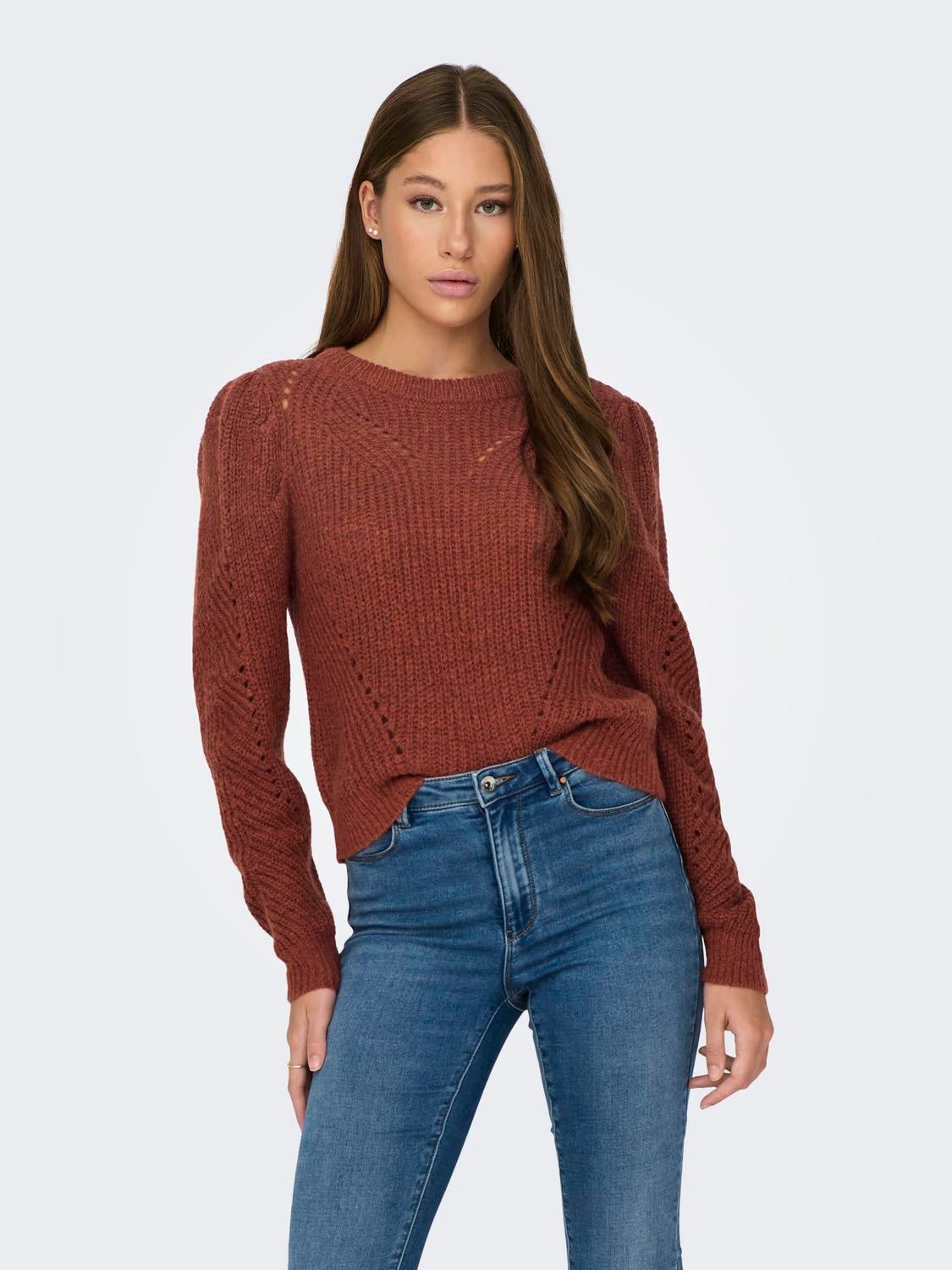JDYMEGAN Strickpullover Burnt Brick