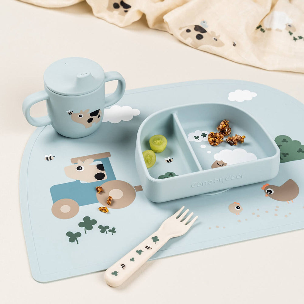Køb DonebyDeer Tiny Farm Blue Silikone Tudkop 2 Håndtag