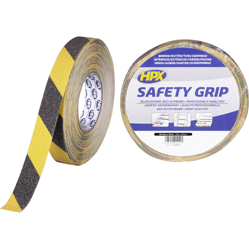 HPX anti-slip tape Geel/zwart 25mmx18m