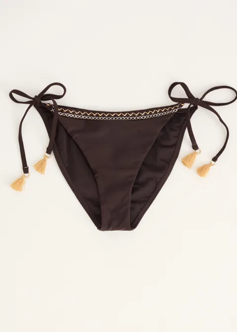 Bikini broekje geborduurd bruin (BRN.D)
