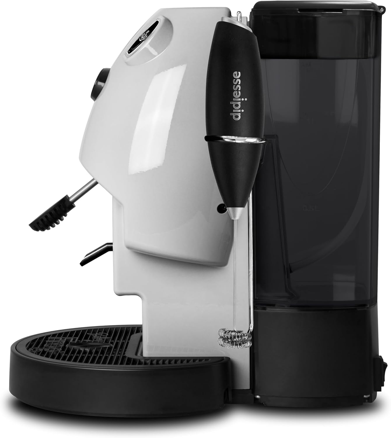 Didiesse Baby Frog Coffee & Tea Kaffeemaschine für Pads, mit Milchaufschäumer und doppeltem Padhalter für Kaffee und Tee, geringer Verbrauch 650 W, Warmwasserspender (weiß)
