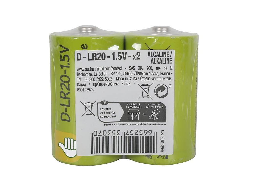 PACK 2 PILHAS ALCALINA POLEGAR BASIC D LR20 2UN