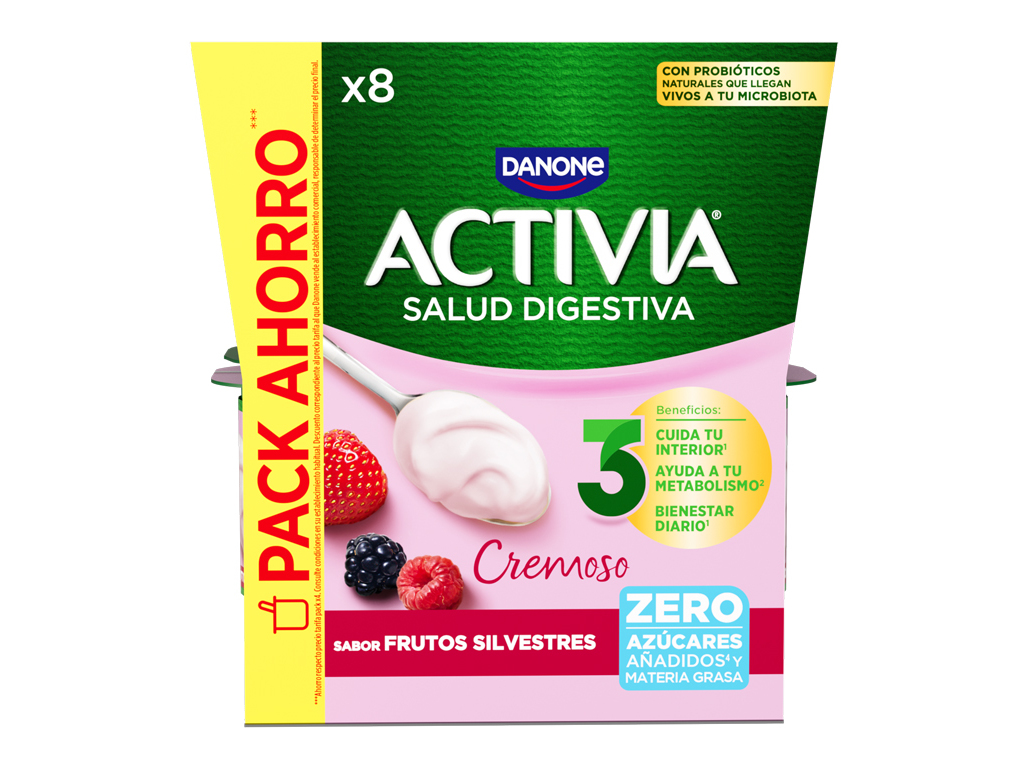 IOGURTE ACTIVIA BIFIDUS FRUTOS SILVESTRES 0% 8X115G