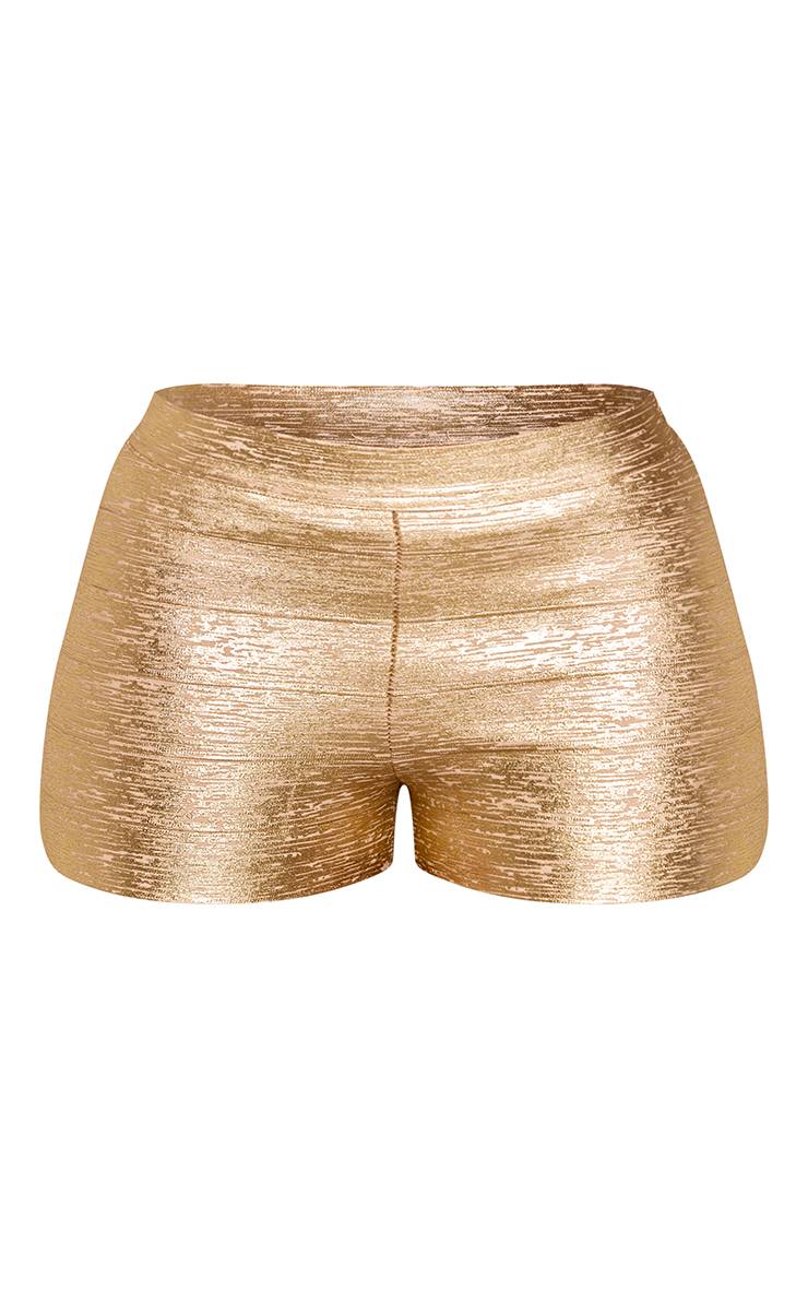 Doré Short Micro Bandage Métallisé Moulant