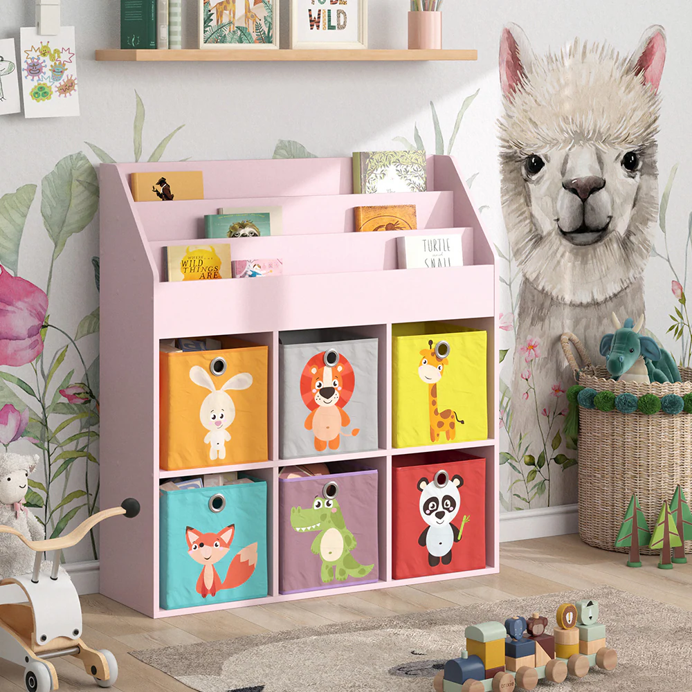 Vicco Kinderbücherregal Luigi 107 x 114 cm, Rosa, Kinderzimmerregal, offene Fächer