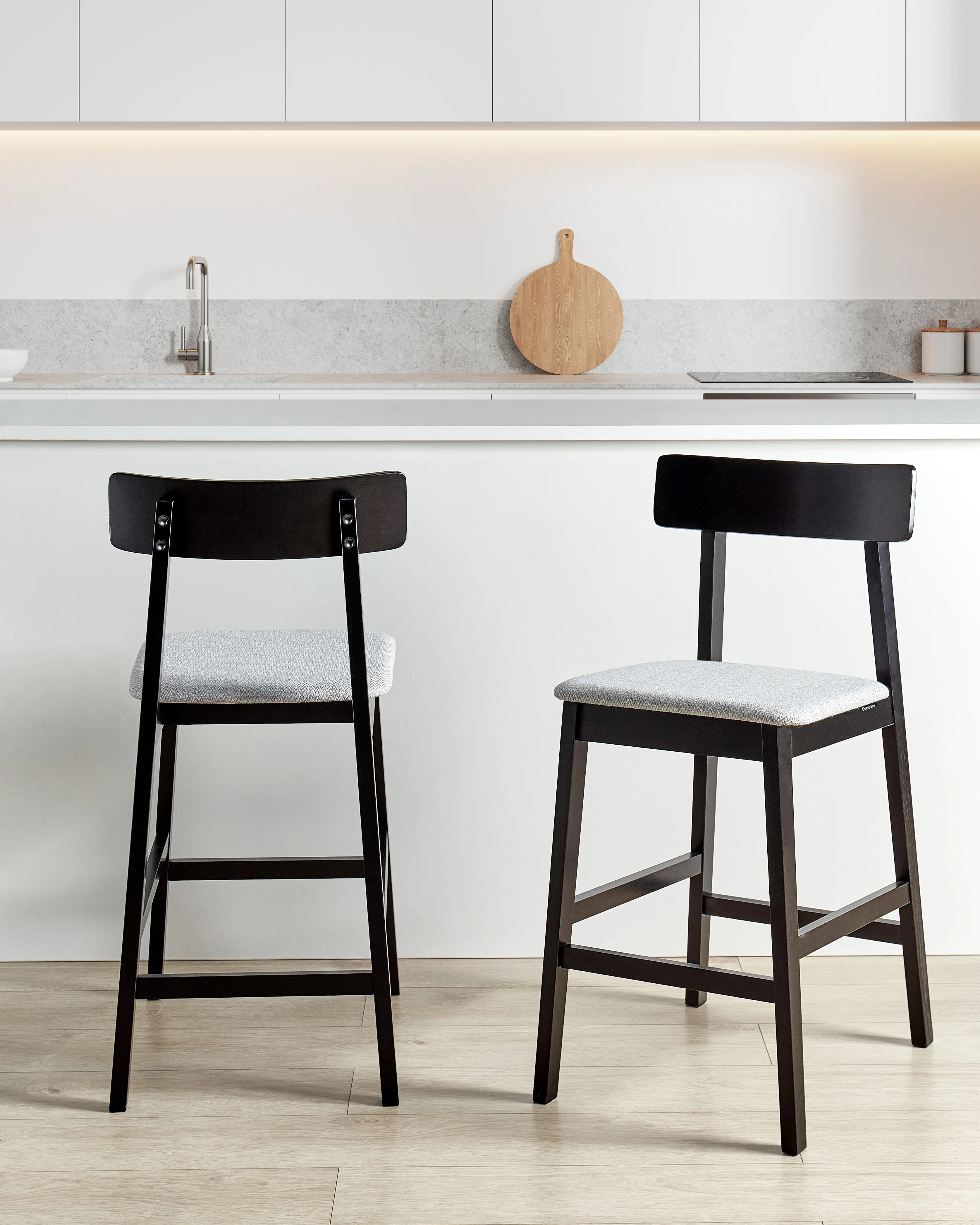 Set van 2 barstoelen ISANTI Hout Zwart/grijs