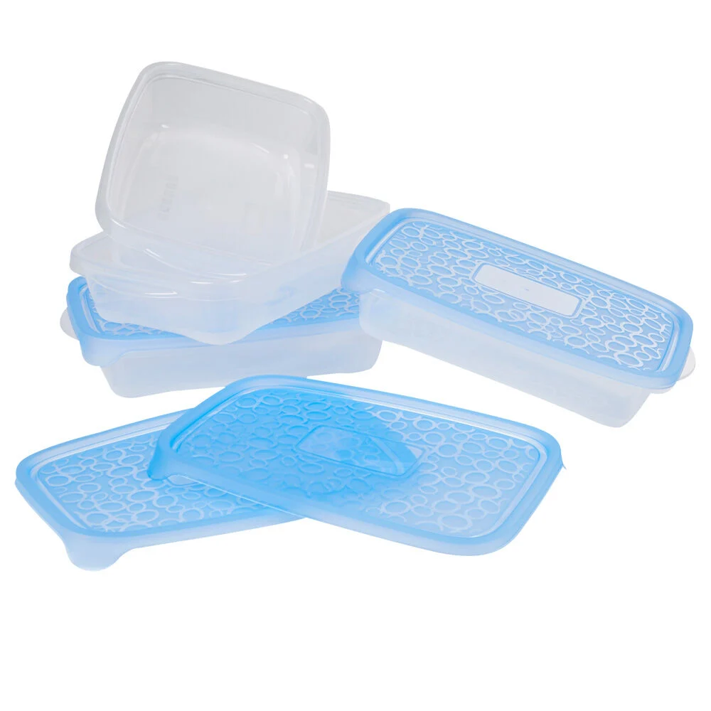Boîte alimentaire Take away 1 L transparente et bleue x4