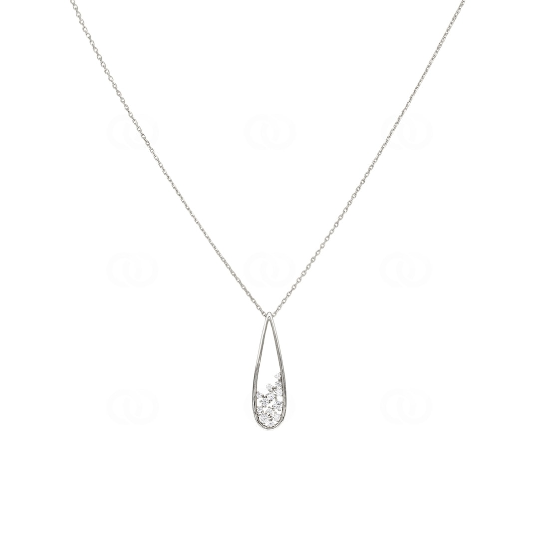 Collier 925 Silber rhodiniert mit Zirkonia pavé 43cm