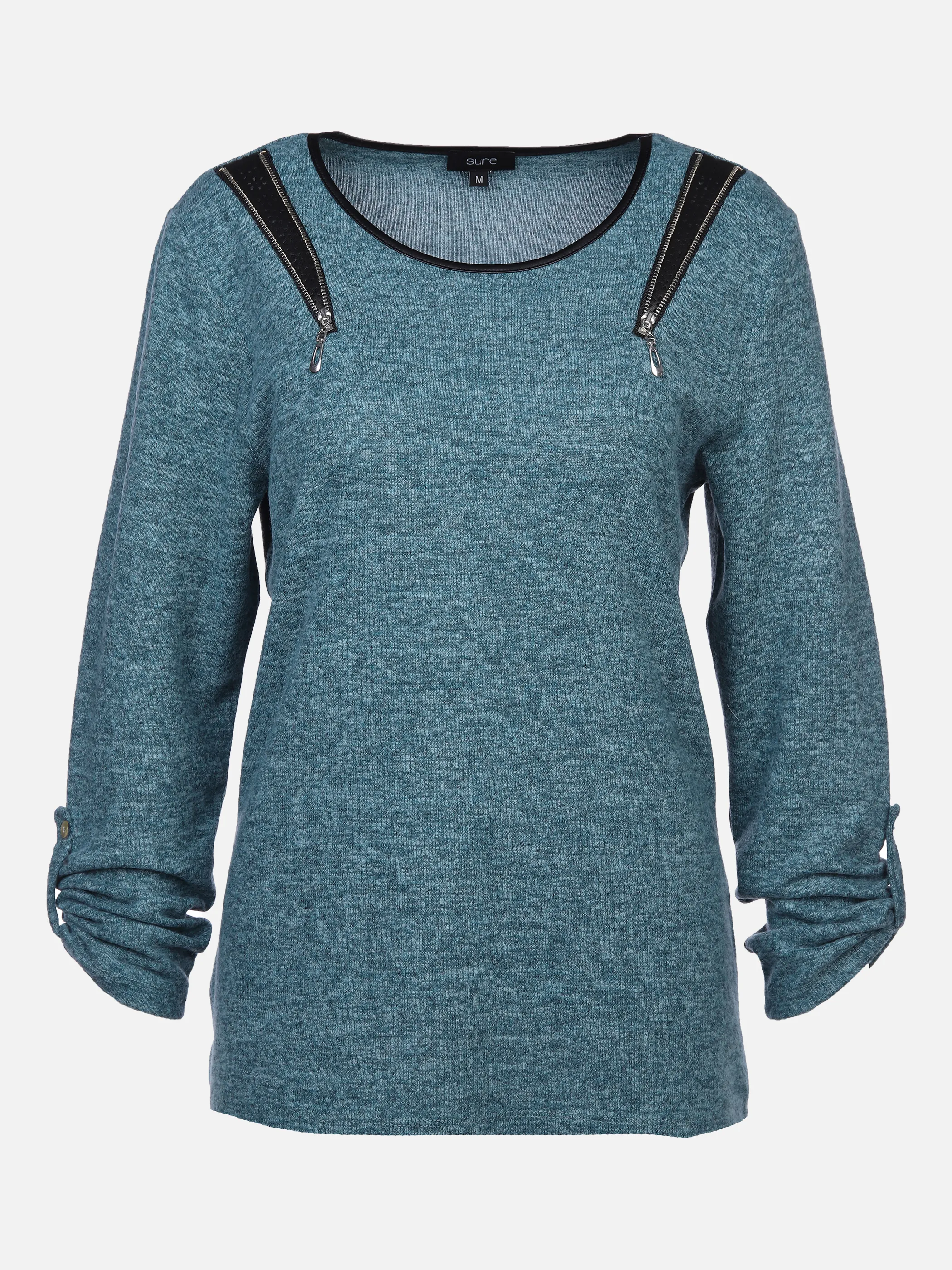 Damen Flauschshirt mit Reißverschluss-Detail
