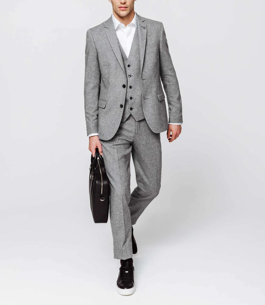 Veste tweed gris clair