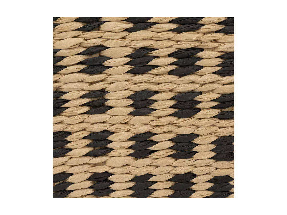 Panier de rangement tressé naturel et noir 31 x 15 cm