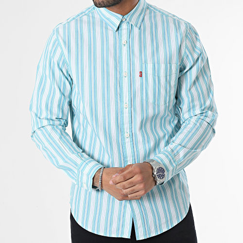 Chemise Manches Longues A Rayures 85748 Bleu Blanc