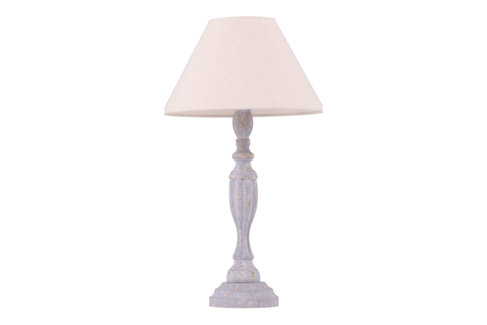 Caen bordlampe Lys grå fot med lampeskjerm i beige tekstil