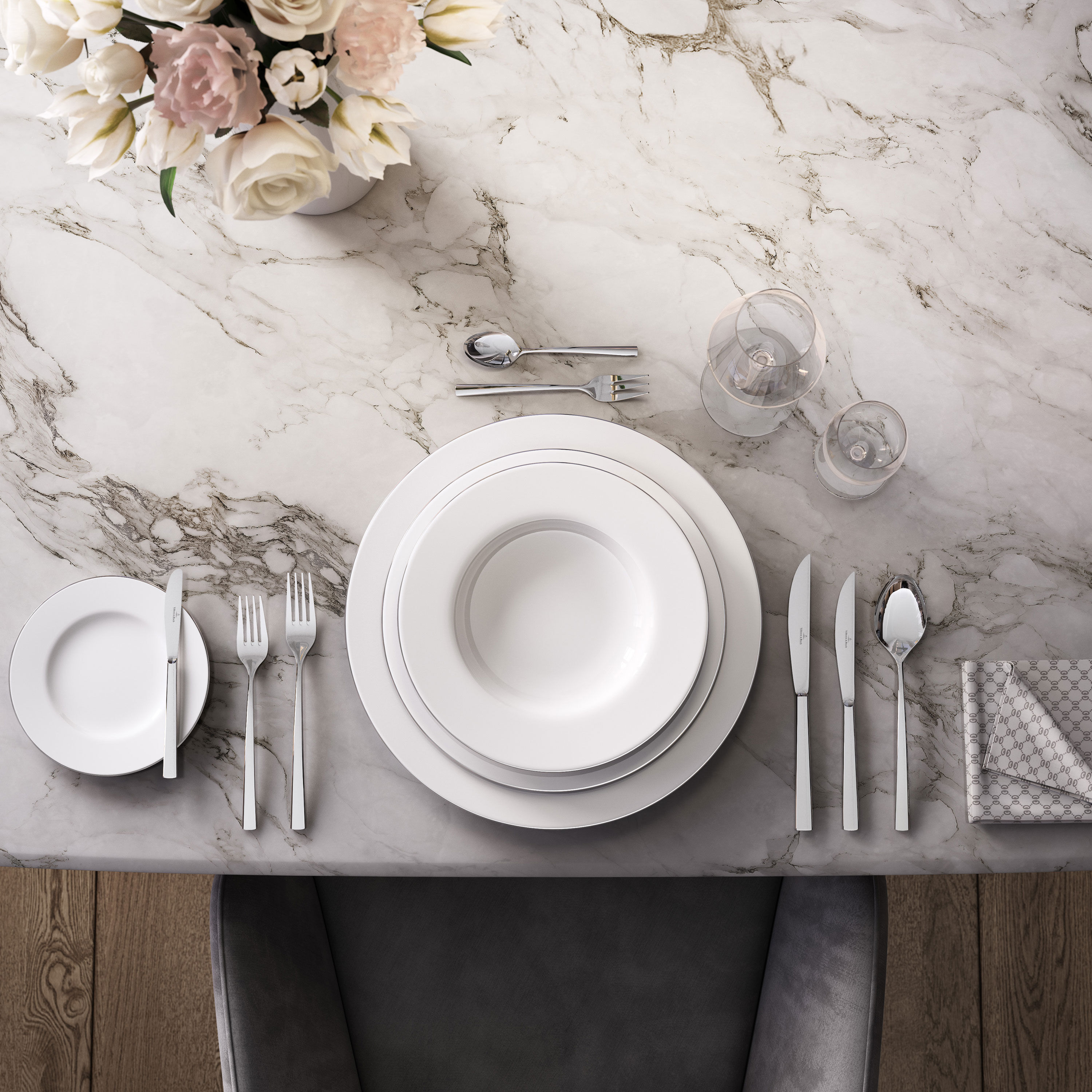 Anmut Serving tray White, 13.3'', Premium Bone Porcelain