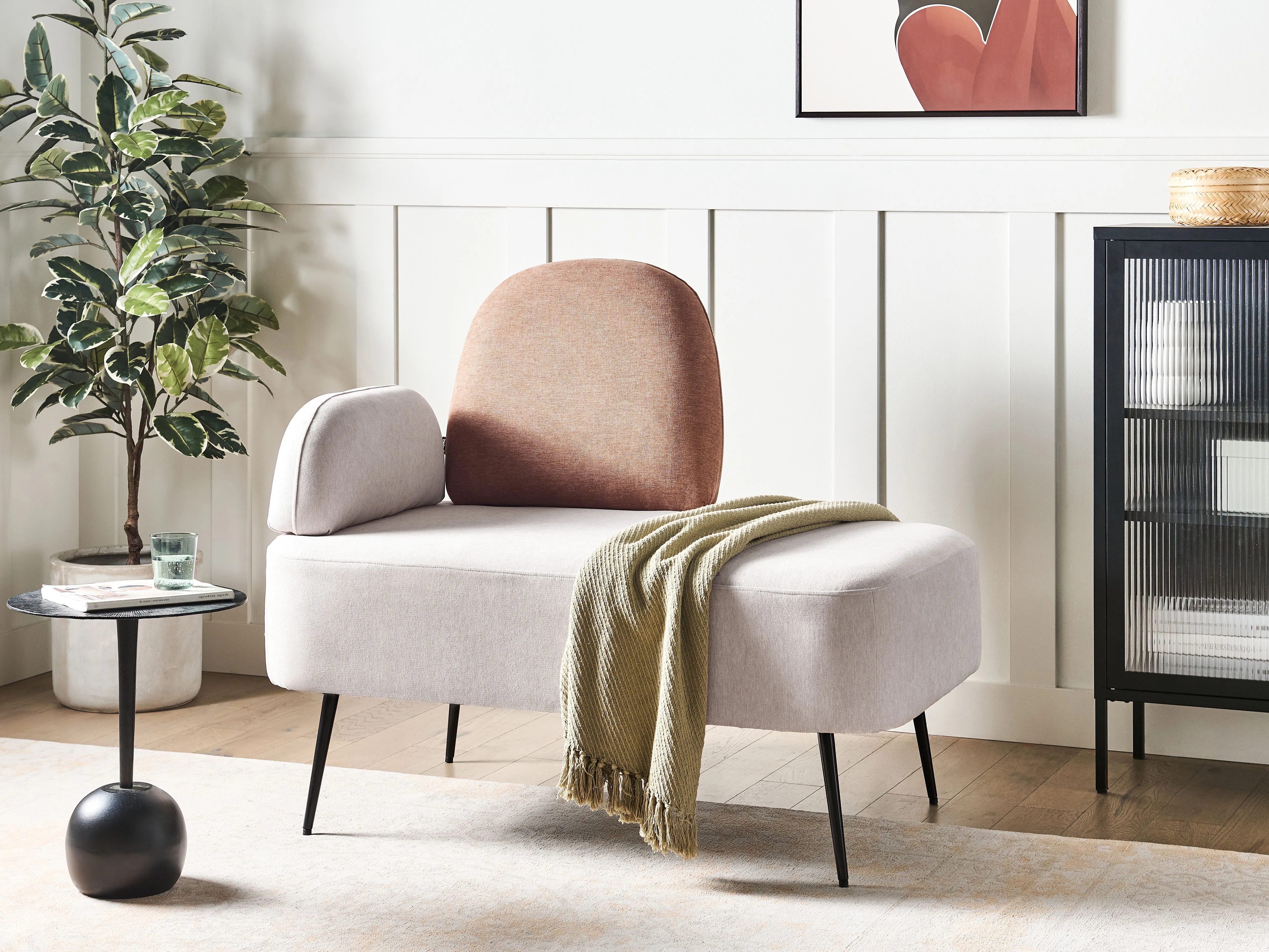 Linkszijdige chaise longue ARCEY Stof Bruin