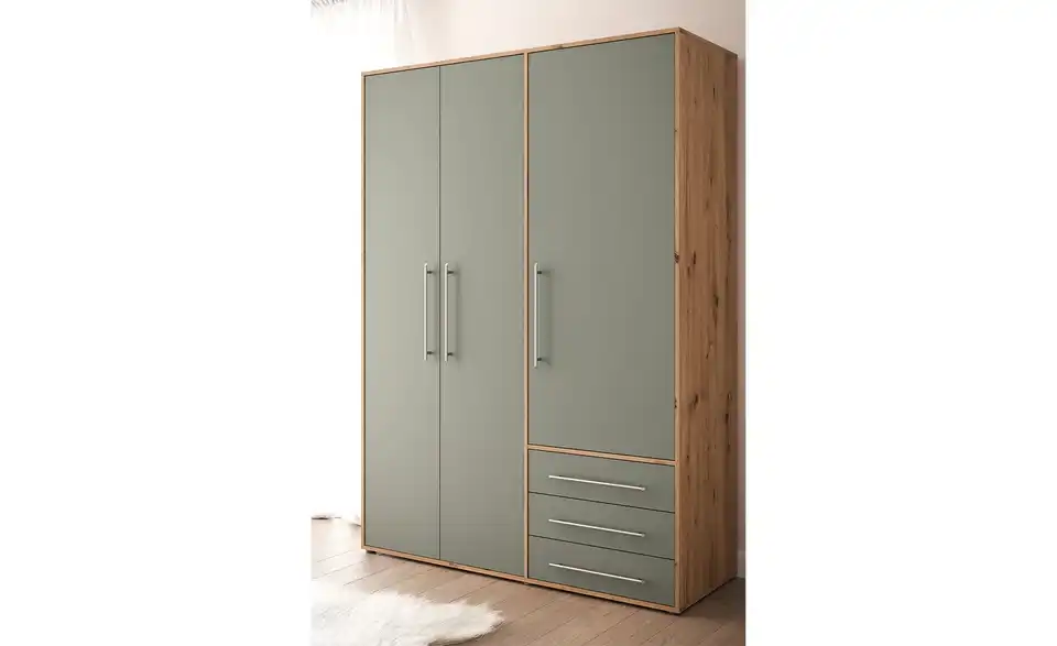 Kleiderschrank Mokkaro Asteiche (Nachbildung), Salbeigrün 144,4 cm