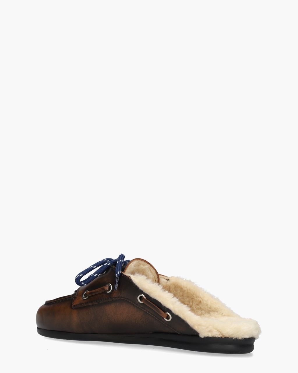 Posa Boat Loafer Mule Fur Donkerbruin Damesslippers