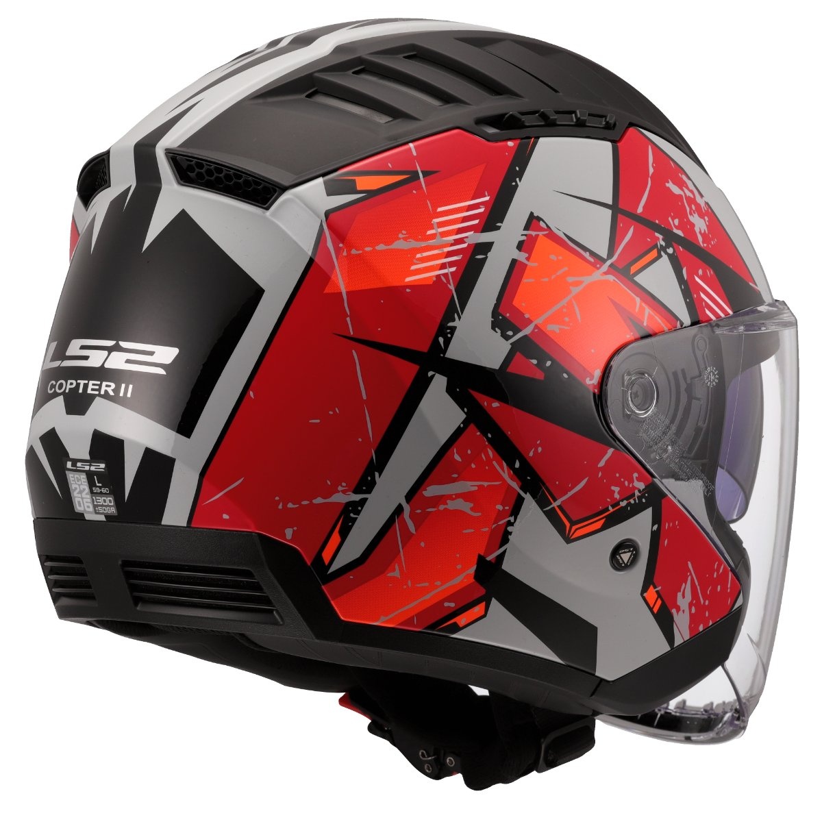 LS2 - Casque OF600 Copter II Kanji Rouge / Gris / Brillant