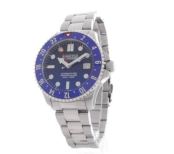 Depth Charge Stainless Steel Blue Dial Dive Watch
