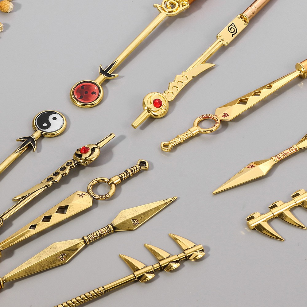 6-teiliges Anime Konoha Make Up Pinsel Beauty Set mit Aufbewahrungstasche - Gold