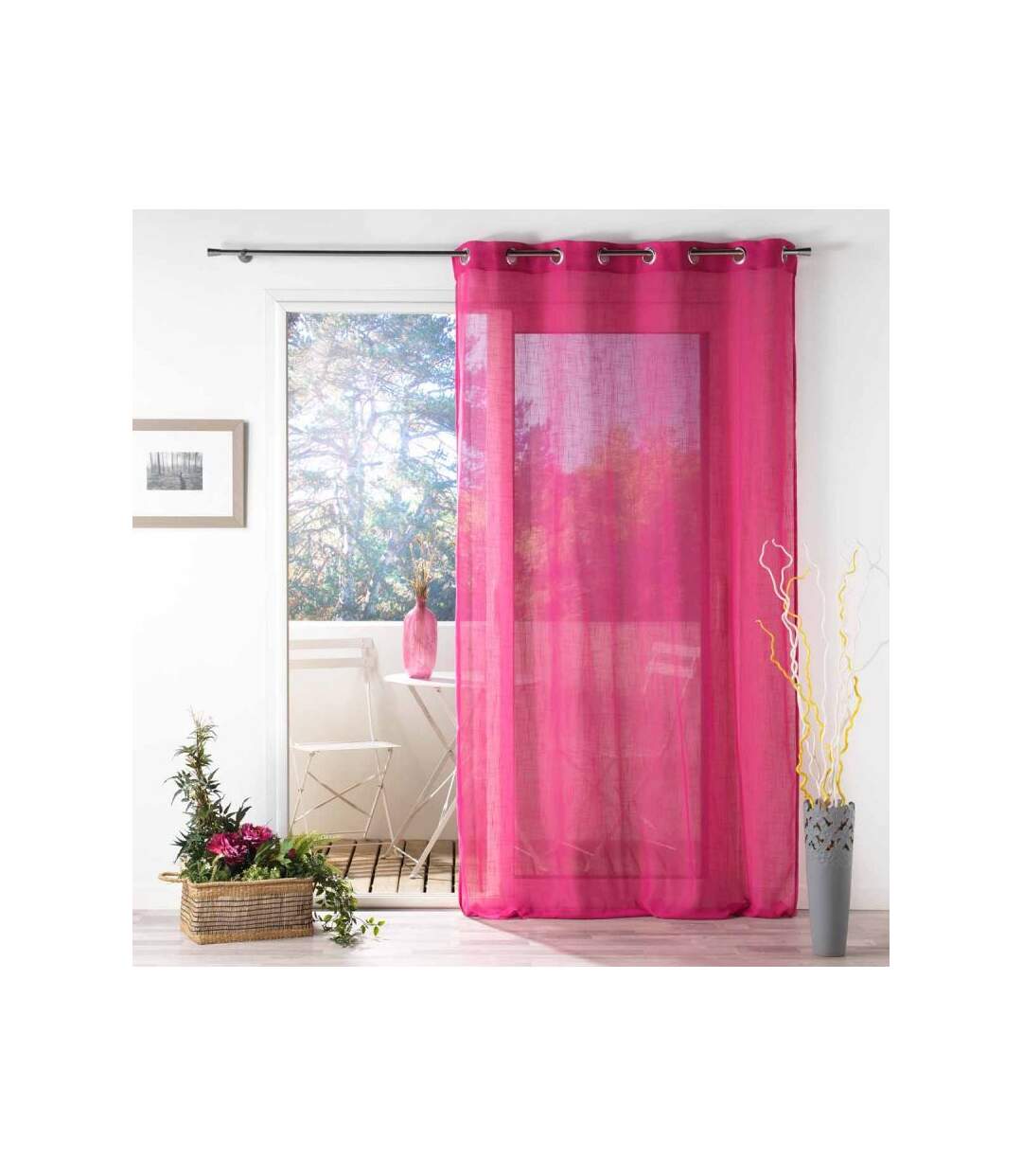 Rideau Voilage à Œillets Zazy 140x240cm Fuchsia