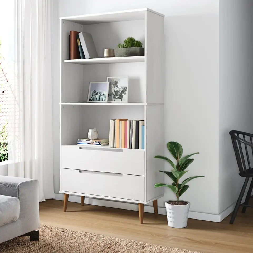 vidaXL - Boekenkast - Wit - Grenenhout