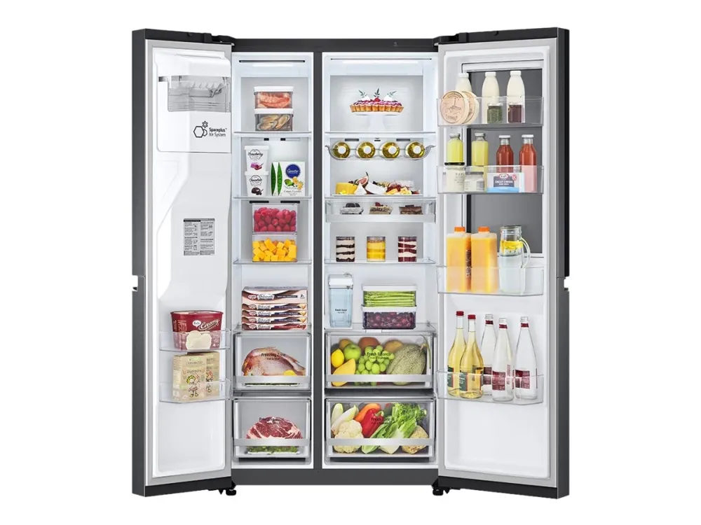 LG GSXV91MCAE - Køleskab/fryser - side ved side med vanddispenser, isdispenser - Wi-Fi - bredde: 91.3 cm - dybde: 73.5 cm - højde: 179 cm - 635 liter - Klasse E - matsort