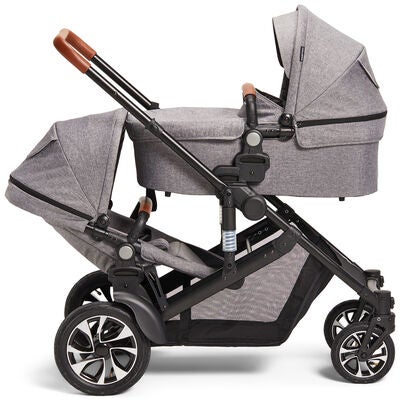 Beemoo Maxi 4 Twin Søskenvogn, Grey Melange/Black