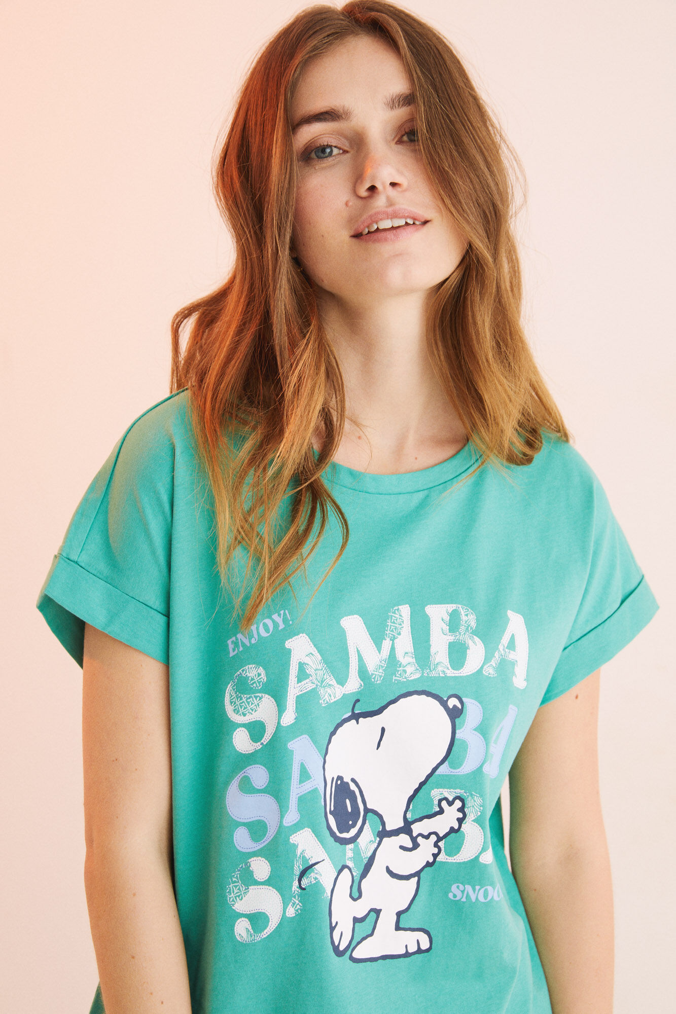 Pijama Pirata Snoopy 100% Algodão Abacaxi - Verde