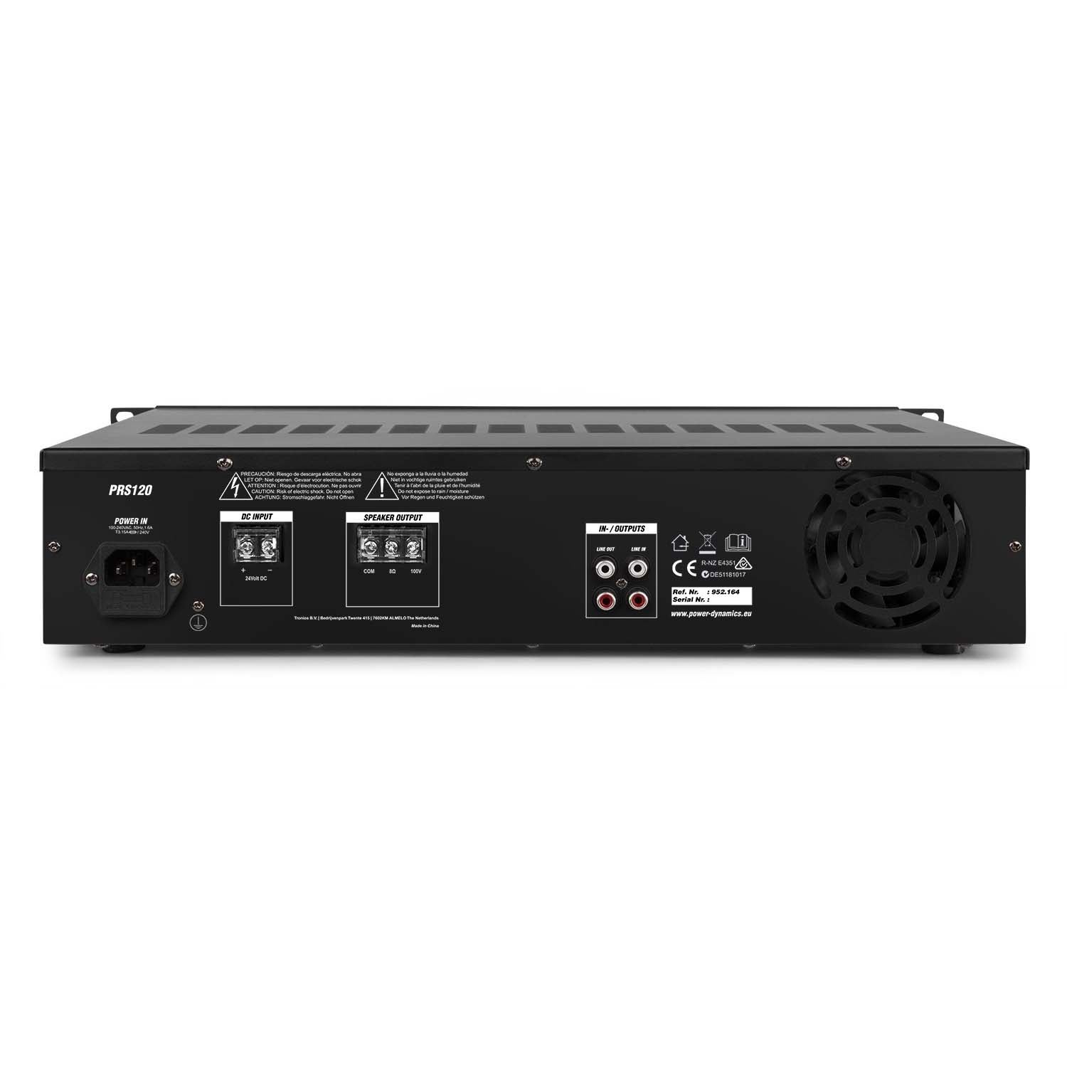 Power Dynamics PRS120 PRM-series 100V & 8 Ohm 19-inch slave versterker - 120 Watt