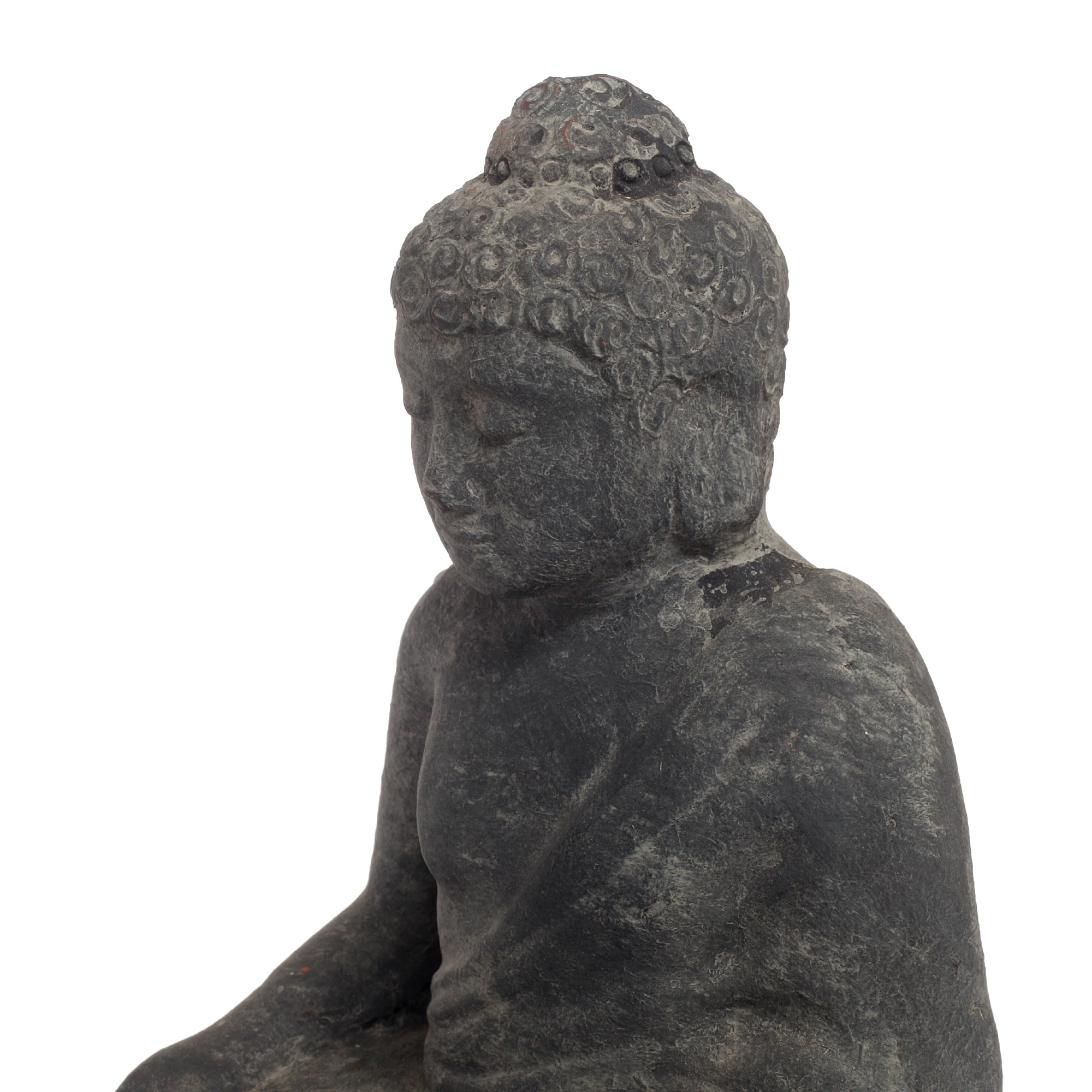 Sitzender Buddha aus Ton, grau, L 10 cm, B 15 cm, H 22 cm von fischer's lagerhaus