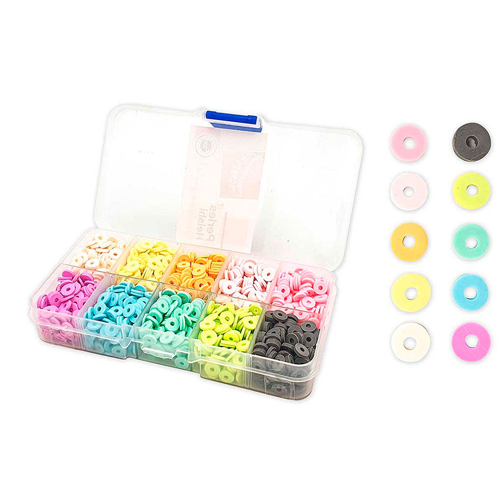 Coffret de 1500 perles Heishi couleurs pastel