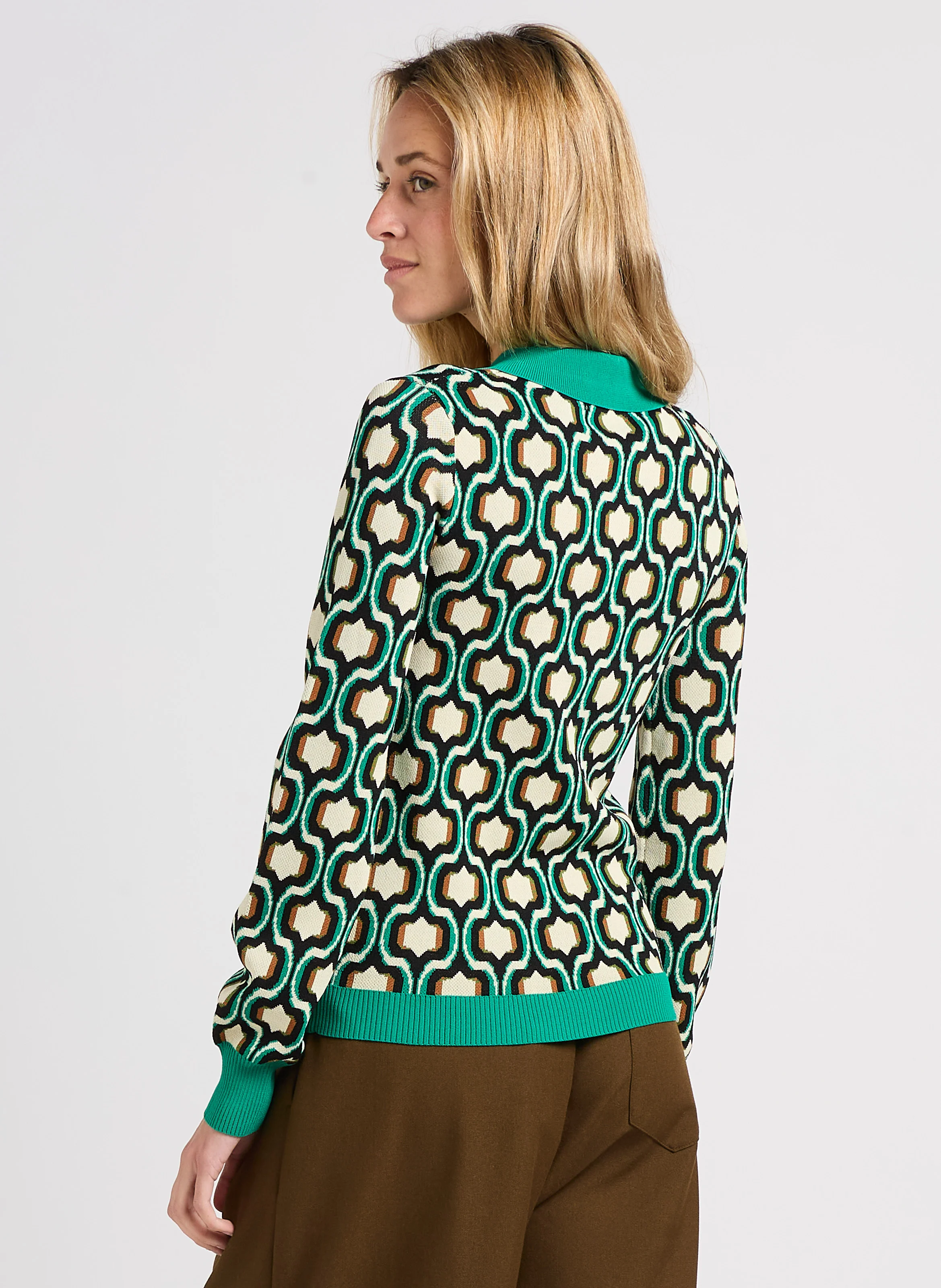 PALMEROS - Gilet col classique en jacquard | Vert