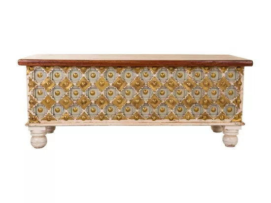 Coffre en bois artisanal 115x40x45h cm