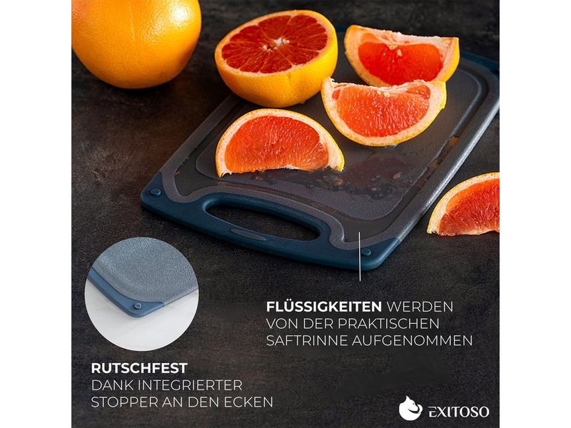 GOURMETmaxx Schneidebrett 24 cm  x 40 cm 3er-Set Schneidebretter mit Saftrille, spülmaschinenfest