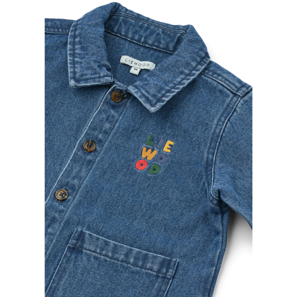 Køb LIEWOOD Medium Blue Denim Kinsley Placement Denim Overshirt