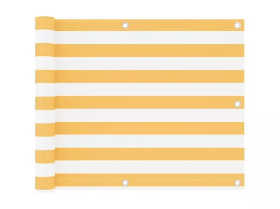 Écran de balcon Blanc et jaune 75x300 cm Tissu Oxford
