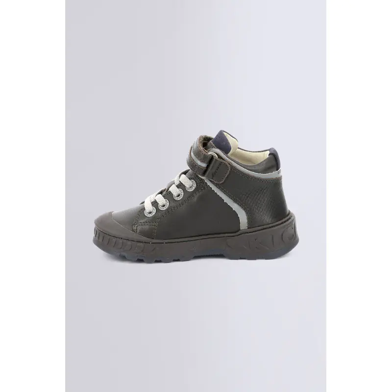 KICK TEEN MARRON FONCE MARINE SNEAKERS HAUTES Cuir Garçon
