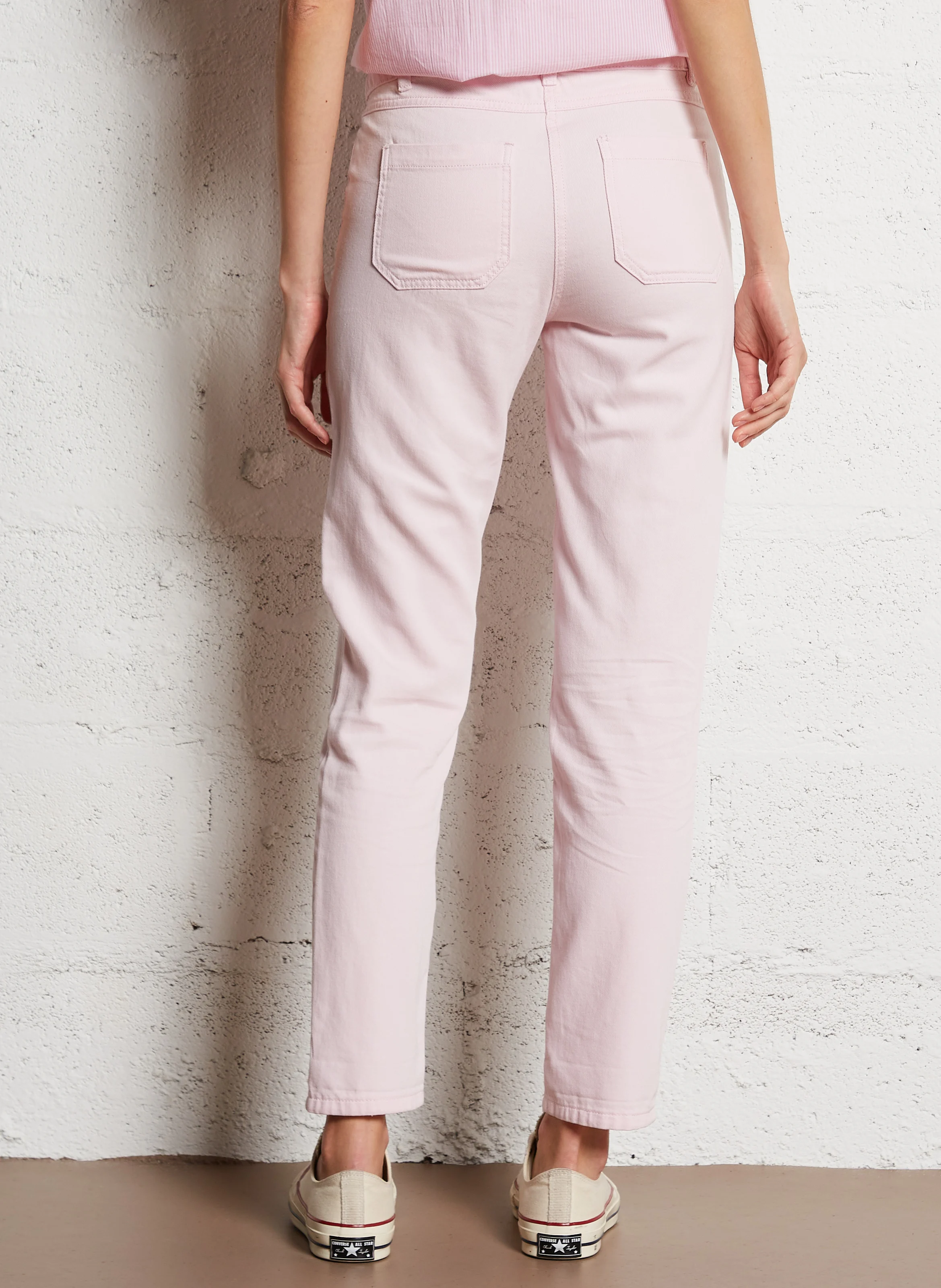 NALLA - Pantalon slim taille haute en coton | Violet