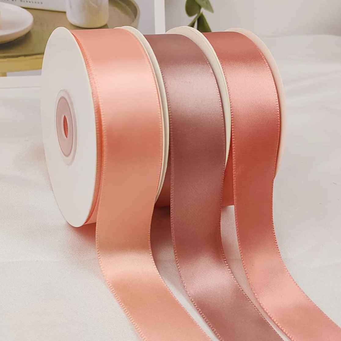 (3er Set) 2.5cmx22m Geschenkband Satin Deko Band - Rosatöne